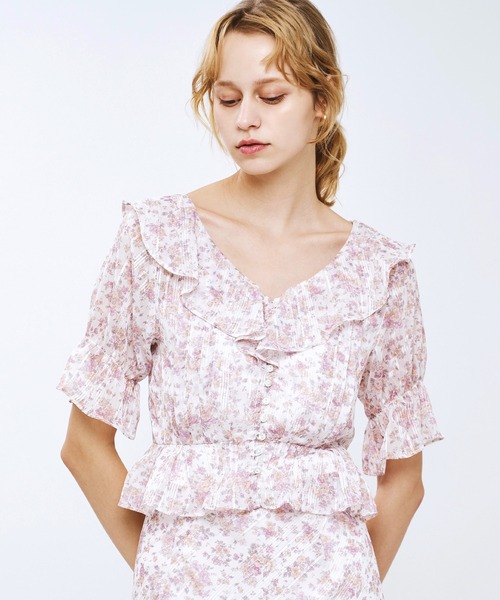 ME COUTURE(ミークチュール)の「フルールラメシフォンブラウス(シャツ/ブラウス・レディース・イエロー/ピンク・FREE)」の15枚目の写真