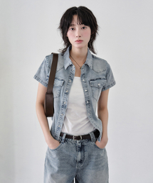 DECET WOMEN（デケット ウーマン）の「Western Slim Denim Short Shirts DCWSH002LBlueA（シャツ/ブラウス）」