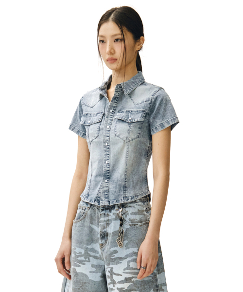 DECET WOMEN(デケット ウーマン)の「ウエスタンスリムデニムショートシャツ DCWSH002LBlueA(シャツ/ブラウス・レディース・その他・SMALL/MEDIUM)」の7枚目の写真