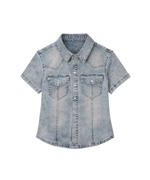 DECET WOMEN(デケット ウーマン)の「ウエスタンスリムデニムショートシャツ DCWSH002LBlueA(シャツ/ブラウス・レディース・その他・SMALL/MEDIUM)」の3枚目の写真