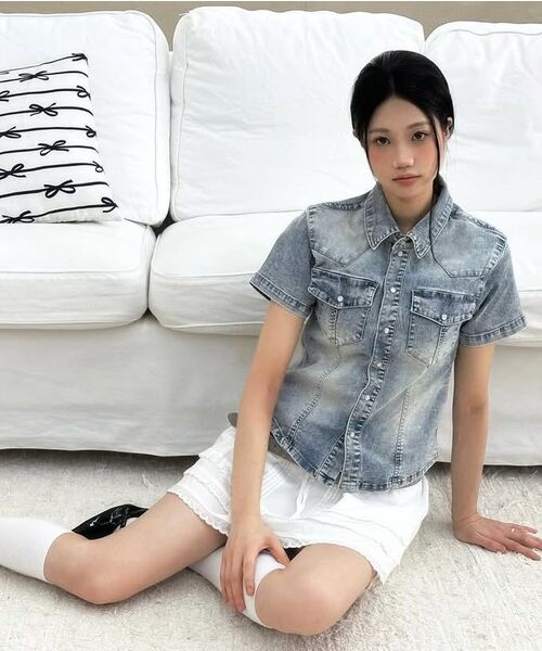 DECET WOMEN(デケット ウーマン)の「ウエスタンスリムデニムショートシャツ DCWSH002LBlueA(シャツ/ブラウス・レディース・その他・SMALL/MEDIUM)」の14枚目の写真