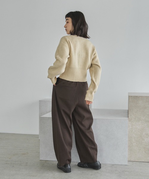 feepur(フェピュール)の「【ハンドウォッシャブル】ショートVカーディガン(カーディガン/ボレロ・レディース・ブラウン/杢グレー/アイボリー・MEDIUM)」の6枚目の写真