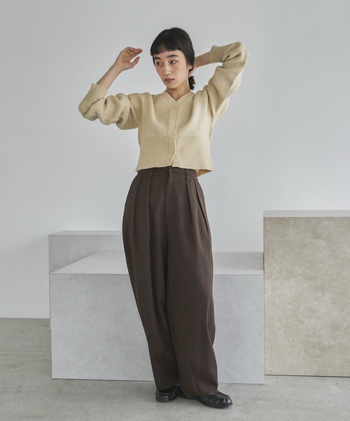 feepur(フェピュール)の「【ハンドウォッシャブル】ショートVカーディガン(カーディガン/ボレロ・レディース・ブラウン/杢グレー/アイボリー・MEDIUM)」の7枚目の写真