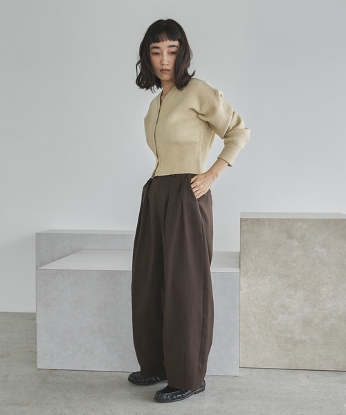 feepur(フェピュール)の「【ハンドウォッシャブル】ショートVカーディガン(カーディガン/ボレロ・レディース・ブラウン/杢グレー/アイボリー・MEDIUM)」の8枚目の写真