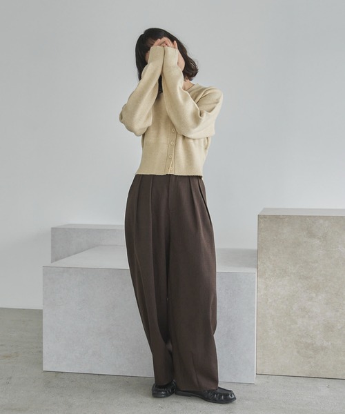 feepur(フェピュール)の「【ハンドウォッシャブル】ショートVカーディガン(カーディガン/ボレロ・レディース・ブラウン/杢グレー/アイボリー・MEDIUM)」の9枚目の写真