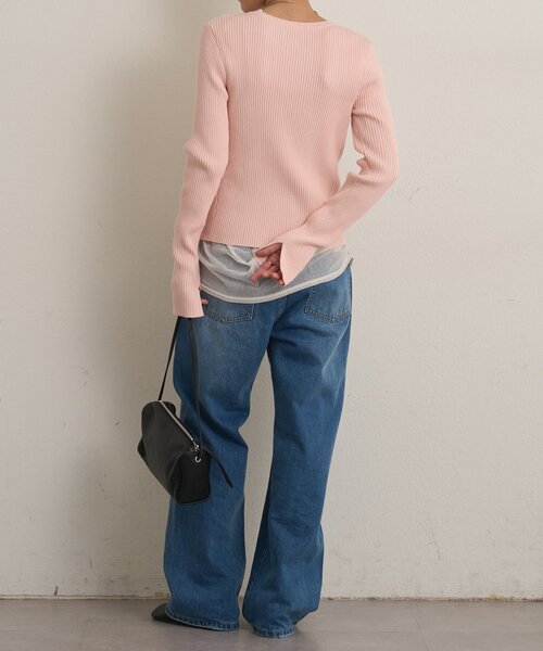 Omekashi(オメカシ)の「ダブルジップリブカーディガン(カーディガン/ボレロ・レディース・オフホワイト/グリーン/ブラック/ライトグレー/ピンク・FREE)」の7枚目の写真