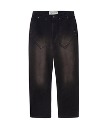 WASHED DENIM WORK PANTS (DEEP BROWN)
