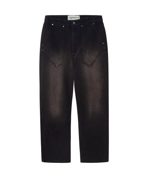 UNGIMMICK(アンジミック)の「WASHED DENIM WORK PANTS (DEEP BROWN)(デニムパンツ・メンズ・その他・MEDIUM/LARGE)」の1枚目の写真