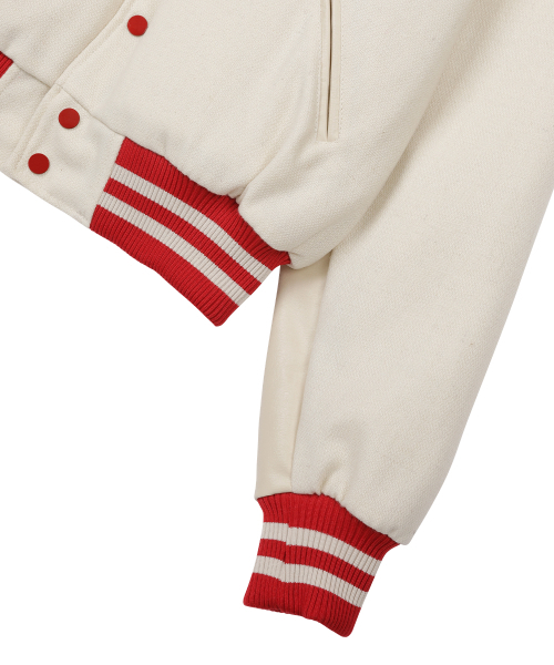 SUNDAY FRUIT MARKET(サンデーフルーツマーケット)の「W) BERRY FARM VARSITY JACKET IVORY(スタジャン・レディース・その他・SMALL/MEDIUM)」の5枚目の写真