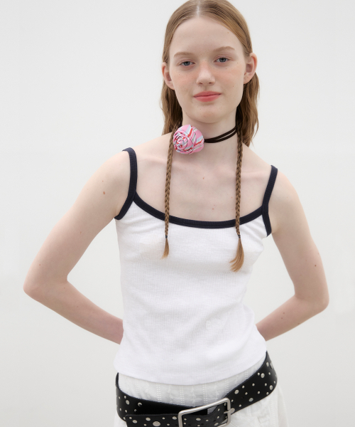 POEV(ポエブ)の「Ringer Sleeveless Top - White/Navy(Tシャツ/カットソー・レディース・その他・FREE)」の1枚目の写真