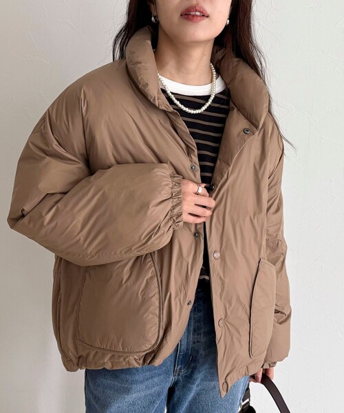 GEVACO（ゲバコ）の「【GEVACO/ゲバコ】ノンステッチミドル中綿ジャケット（ダウンジャケット/コート・レディース・ブラック/ベージュ/レッド/ブルー・38）」の12枚目の写真