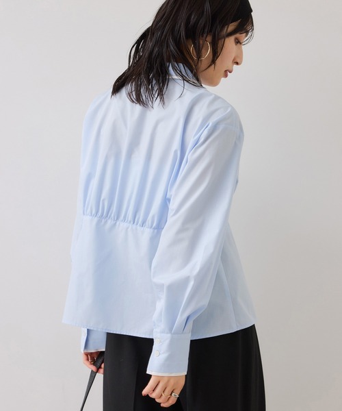 VIS（ビス）の「無地＆ストライプダブルカラーウエスト切り替えシャツ（シャツ/ブラウス・レディース・ホワイト/サックスブルー/ベージュ・FREE）」の22枚目の写真