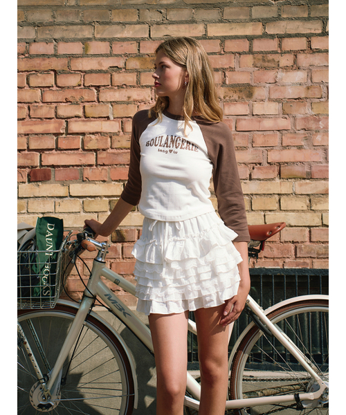 LANGNLU(ラングアンドルー)の「BOULANGERIE ラグランTシャツ(ブランジェリ)_ブラウン(Tシャツ/カットソー・レディース・ブラウン・FREE)」の4枚目の写真