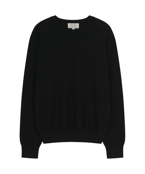 Essential Wool Comfort Crewneck Knit (BLACK)