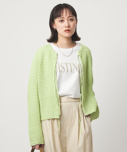 green label relaxing（グリーンレーベルリラクシング）の「メッシュ ニット 2WAY プルオーバー ウォッシャブル（ニット/セーター・レディース・ナチュラル/ダークグレー/ライム/ピンク・FREE）」の3枚目の写真