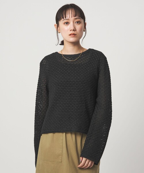 green label relaxing（グリーンレーベルリラクシング）の「メッシュ ニット 2WAY プルオーバー ウォッシャブル（ニット/セーター・レディース・ナチュラル/ダークグレー/ライム/ピンク・FREE）」の2枚目の写真