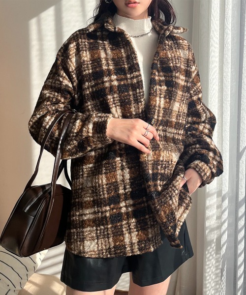 セール】ブークレチェック柄 BIGシャツジャケット（その他アウター