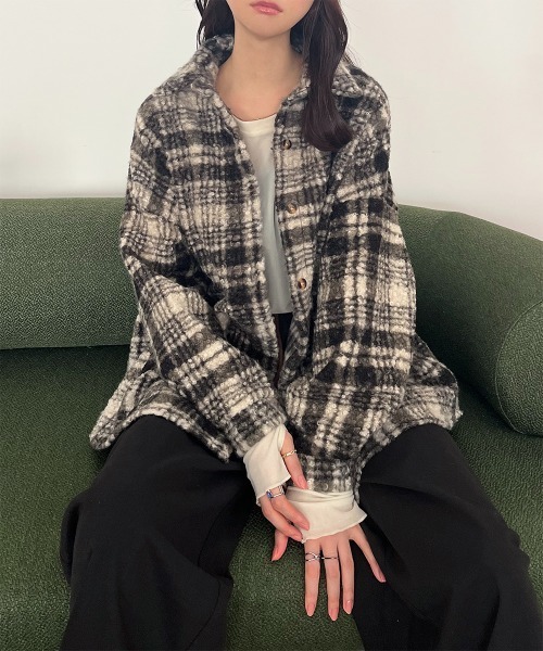 セール】ブークレチェック柄 BIGシャツジャケット（その他アウター