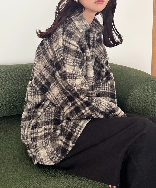 Rejoule（リジュール）の「ブークレチェック柄 BIGシャツジャケット（その他アウター・レディース・ブルー/ブラック/キャメル・FREE）」の13枚目の写真