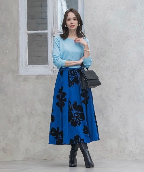 Viaggio Blu（ビアッジョブルー）の「ビッグフラワーフロッキースカート（スカート・レディース・ブルー系その他/オフホワイト・M/S/L/XS）」の7枚目の写真