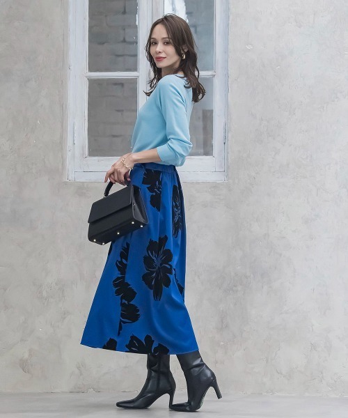 Viaggio Blu（ビアッジョブルー）の「ビッグフラワーフロッキースカート（スカート・レディース・ブルー系その他/オフホワイト・M/S/L/XS）」の9枚目の写真