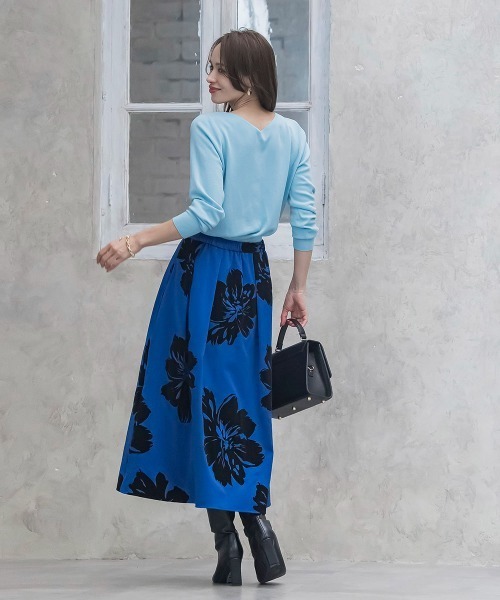 Viaggio Blu（ビアッジョブルー）の「ビッグフラワーフロッキースカート（スカート・レディース・ブルー系その他/オフホワイト・M/S/L/XS）」の10枚目の写真