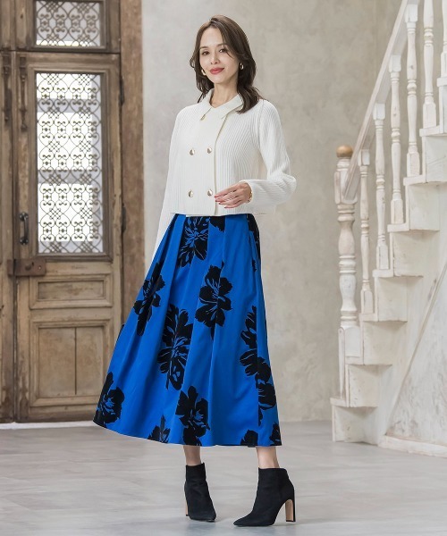 Viaggio Blu（ビアッジョブルー）の「ビッグフラワーフロッキースカート（スカート・レディース・ブルー系その他/オフホワイト・M/S/L/XS）」の12枚目の写真