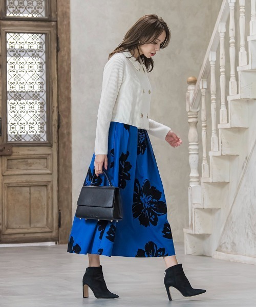Viaggio Blu（ビアッジョブルー）の「ビッグフラワーフロッキースカート（スカート・レディース・ブルー系その他/オフホワイト・M/S/L/XS）」の13枚目の写真