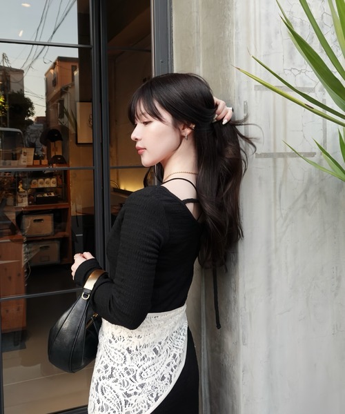 SENEE(セニー)の「cut dobby long onepiece(カットドビーロングワンピース)(ワンピース・レディース・アイボリー/ブラック・MEDIUM/SMALL)」の18枚目の写真
