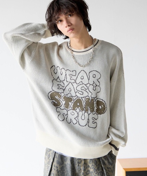 PBLIM(ページボーイリム)の「《UNISEX》スケッチロゴニット(ニット/セーター・レディース・アイボリー/ネイビー/ブラウン・FREE)」の2枚目の写真