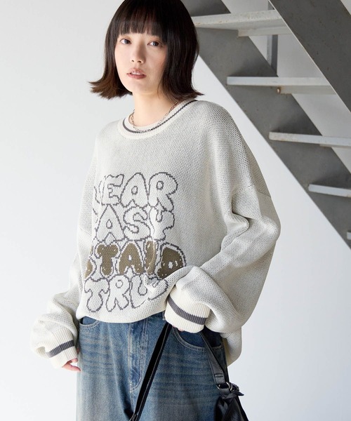 PBLIM(ページボーイリム)の「《UNISEX》スケッチロゴニット(ニット/セーター・レディース・アイボリー/ネイビー/ブラウン・FREE)」の6枚目の写真