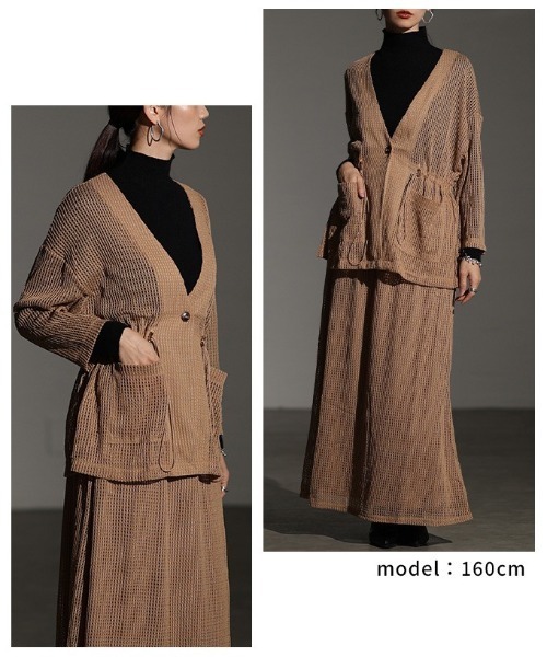 Sawa a la mode(サワアラモード)の「メッシュドロストジャケット(ノーカラージャケット・レディース・ブラウン/ブラック・FREE)」の10枚目の写真