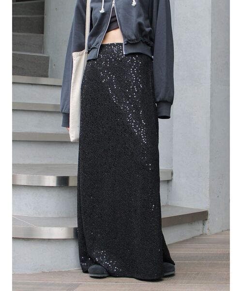 Ungrid（アングリッド）の「スパンコールラップスカート（スカート・レディース・オフホワイト/ブラック・FREE）」の2枚目の写真