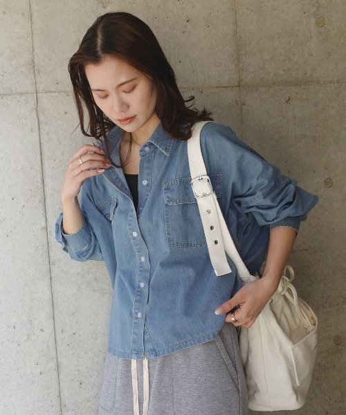 【USED_INDIGO】デニム クロップド シャツ デニムクロップドショートスリーブシャツ | ジョンブル公式通販