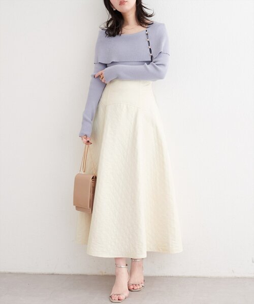 natural couture（ナチュラルクチュール）の「〈osono〉エンボスジャガードスカート（スカート・レディース・オフホワイト/モカ/ブラック・LARGE/MEDIUM）」の6枚目の写真