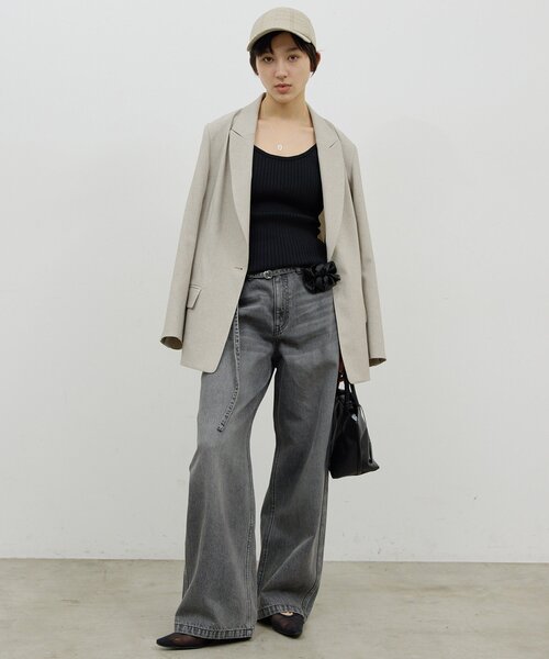 GALLARDAGALANTE(ガリャルダガランテ)の「【手洗い可】リブニットキャミソール(ニット/セーター・レディース・ベージュ/ブラック・FREE)」の17枚目の写真