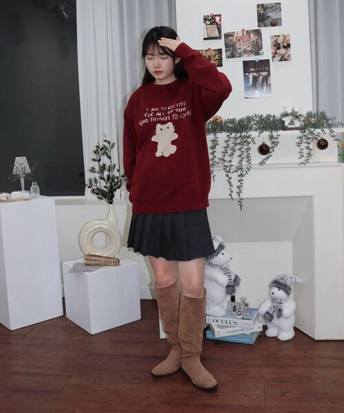 LMR(エルエムアール)の「シャニョン キャラクタージャガードクルーニット BURGUNDY(ニット/セーター・レディース・バーガンディー・FREE)」の7枚目の写真