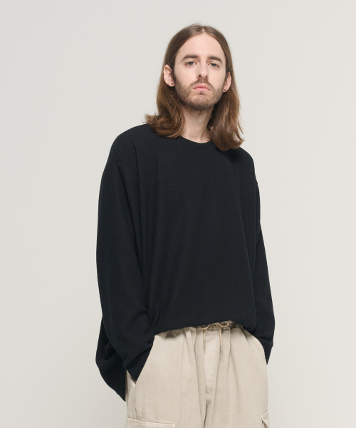 CARGOBROS(カーゴブロス)の「ラウンドオーバーサイズ長袖ニットスリーブ(ブラック)(Tシャツ/カットソー・メンズ・その他・FREE)」の3枚目の写真