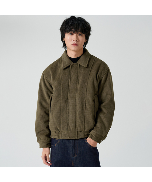 OWSA(オウサ)の「ピーチブラシドカラー ブルゾンジャケット 2カラー(ブルゾン・メンズ・ブラック/タン・X-LARGE/LARGE)」の2枚目の写真