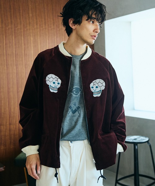 スリフティールック スーベニアジャケット ドクロ 蛇 別珍 新品未使用 完売品 THRIFTY LOOK スカジャン スリフティルック / SNAKE ＆ SKULL SOUVENIR