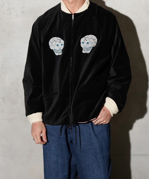 THRIFTY LOOK(スリフティールック)の「THRIFTY LOOK / スリフティールック SNAKE & SKULL SOUVENIR SHORT JACKET スネーク スカル 刺繍 スーベニアジャケット(ブルゾン・メンズ・ワイン/ブラック・LARGE/MEDIUM)」の3枚目の写真
