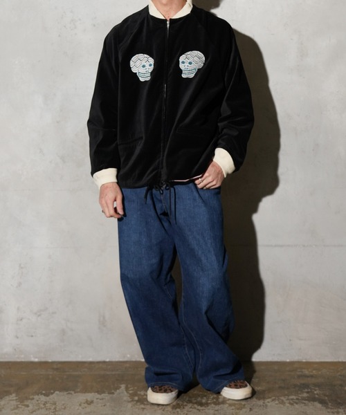 THRIFTY LOOK(スリフティールック)の「THRIFTY LOOK / スリフティールック SNAKE & SKULL SOUVENIR SHORT JACKET スネーク スカル 刺繍 スーベニアジャケット(ブルゾン・メンズ・ワイン/ブラック・LARGE/MEDIUM)」の7枚目の写真