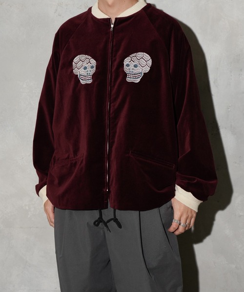 THRIFTY LOOK(スリフティールック)の「THRIFTY LOOK / スリフティールック SNAKE & SKULL SOUVENIR SHORT JACKET スネーク スカル 刺繍 スーベニアジャケット(ブルゾン・メンズ・ワイン/ブラック・LARGE/MEDIUM)」の8枚目の写真