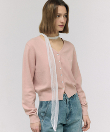 V NECK BOKASHI CARDIGAN BABY PINK