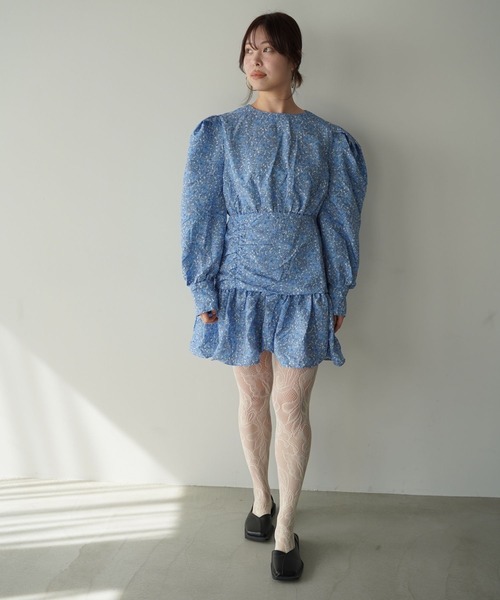 SANSeLF（サンセルフ）の「【SANSeLF】フラワープリントボリュームスリーブワンピース saw26s017（ワンピース・レディース・ブルー・FREE）」の15枚目の写真