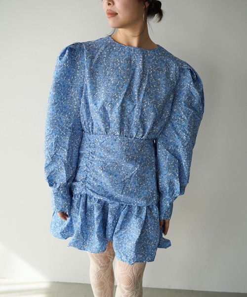 SANSeLF（サンセルフ）の「【SANSeLF】フラワープリントボリュームスリーブワンピース saw26s017（ワンピース・レディース・ブルー・FREE）」の16枚目の写真