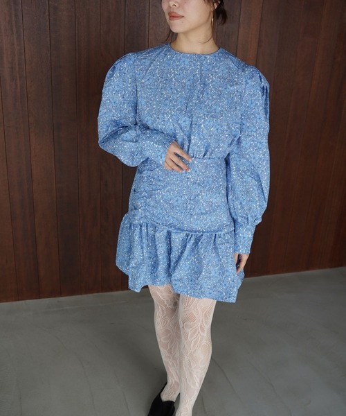 SANSeLF（サンセルフ）の「【SANSeLF】フラワープリントボリュームスリーブワンピース saw26s017（ワンピース・レディース・ブルー・FREE）」の11枚目の写真