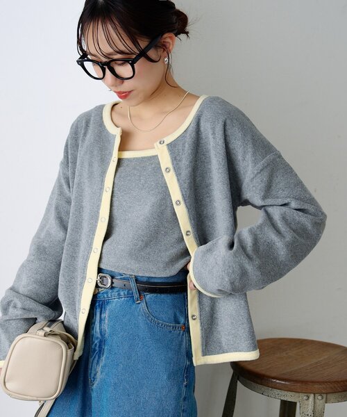 DISCOAT（ディスコート）の「【SS先行予約】パイルリングドットパイピングアンサンブル（アンサンブル・レディース・グレー/アイボリー/ブラック・FREE）」の3枚目の写真