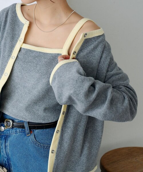 DISCOAT（ディスコート）の「【SS先行予約】パイルリングドットパイピングアンサンブル（アンサンブル・レディース・グレー/アイボリー/ブラック・FREE）」の11枚目の写真