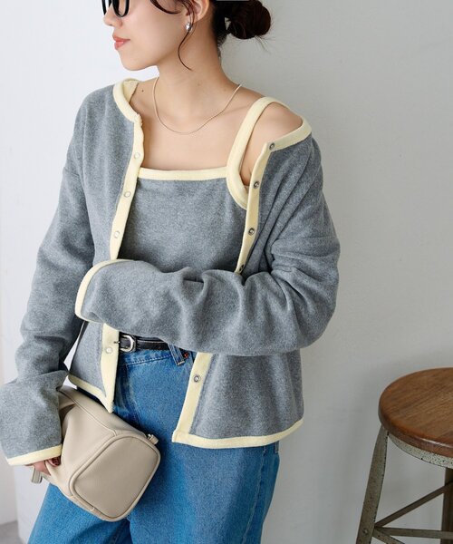 DISCOAT（ディスコート）の「【SS先行予約】パイルリングドットパイピングアンサンブル（アンサンブル・レディース・グレー/アイボリー/ブラック・FREE）」の12枚目の写真